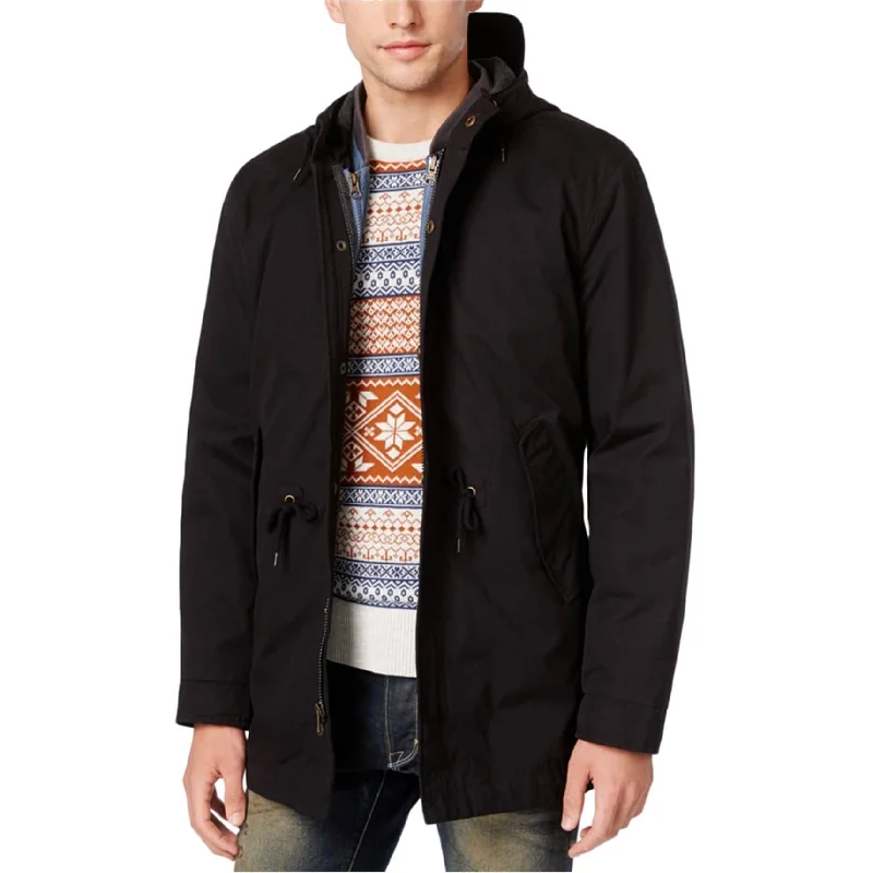 Men's rugged denim jackets-American Rag Mens Two-in-One Parka Coat, Black, Small