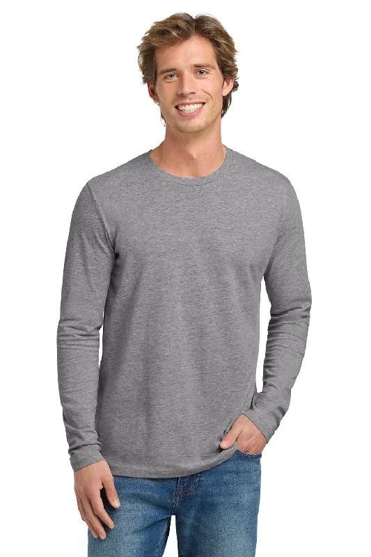 cool short sleeve shirts for outdoor activities -Next Level Mens Fine Jersey Long Sleeve Crewneck T-Shirt - Heather Grey