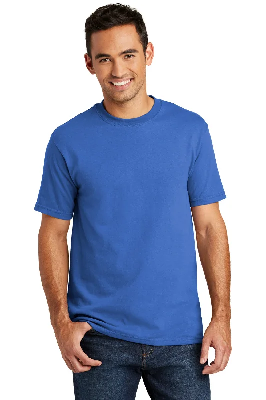 cool and casual short sleeve shirts for men -Port & Company Mens USA Made Short Sleeve Crewneck T-Shirt - Royal Blue - Closeout