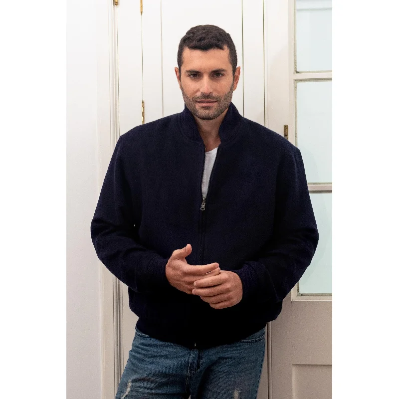 Men's textured quilted jackets-Novica Handmade North End Mens Baby Blend Bomber Jacket