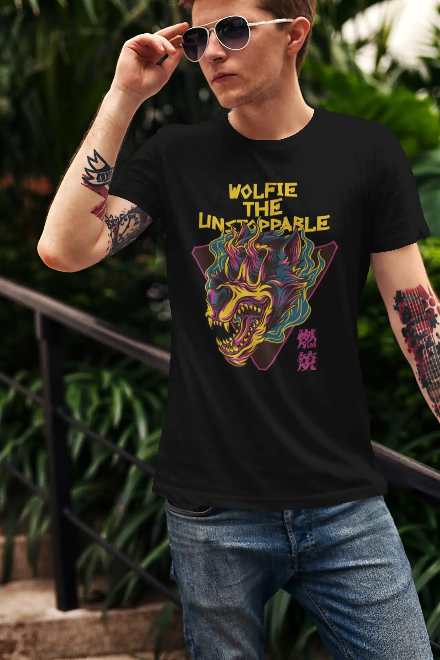 stylish and lightweight short sleeve shirts for men -ULTRABASIC Men's Novelty T-Shirt Wolfie The Unstoppable - Scary Animal Short Sleeve Tee Shirt