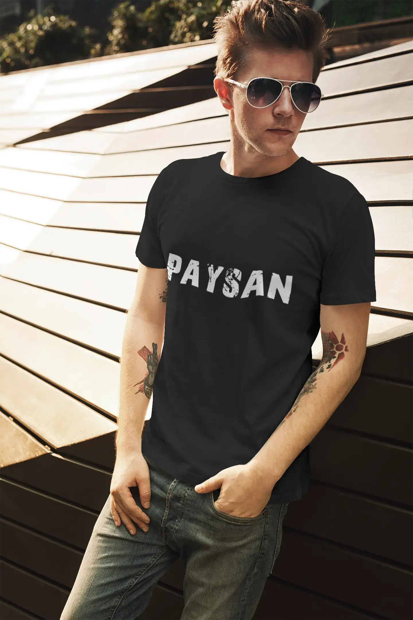 stylish short sleeve t-shirts for casual evenings -paysan ,Men's Short Sleeve Round Neck T-shirt 00004