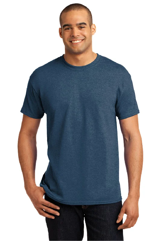 men’s basic short sleeve t-shirts -Hanes Mens EcoSmart Short Sleeve Crewneck T-Shirt - Heather Blue - Closeout