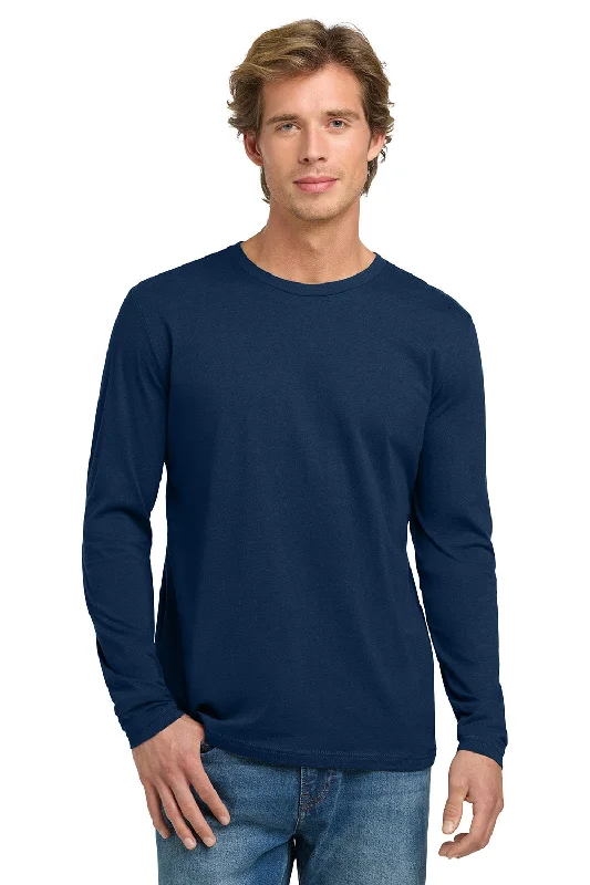 trendy and stylish short sleeve shirts for men -Next Level Mens Fine Jersey Long Sleeve Crewneck T-Shirt - Cool Blue