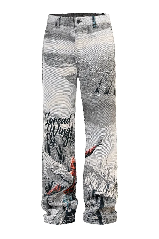 Men's pants for students-Men's Street Angel Tapestry Jacquard Pants