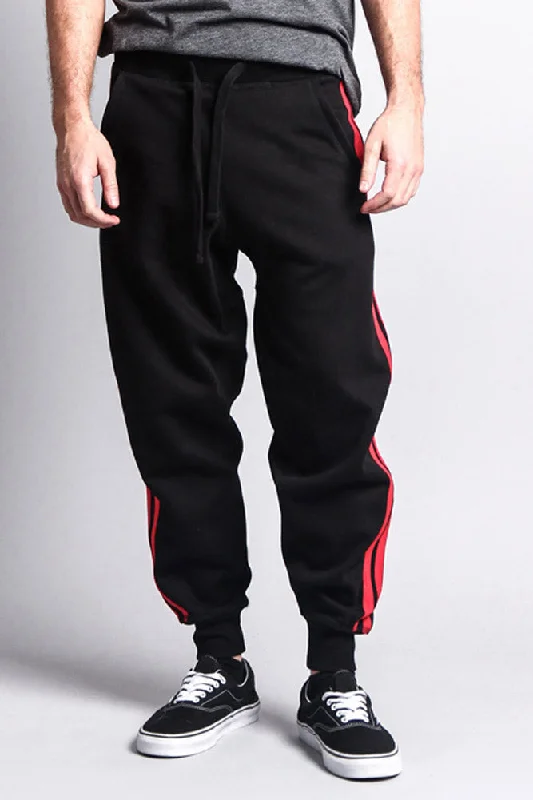 Men's pants with sharp cut-Men's Two Striped Sweatpants