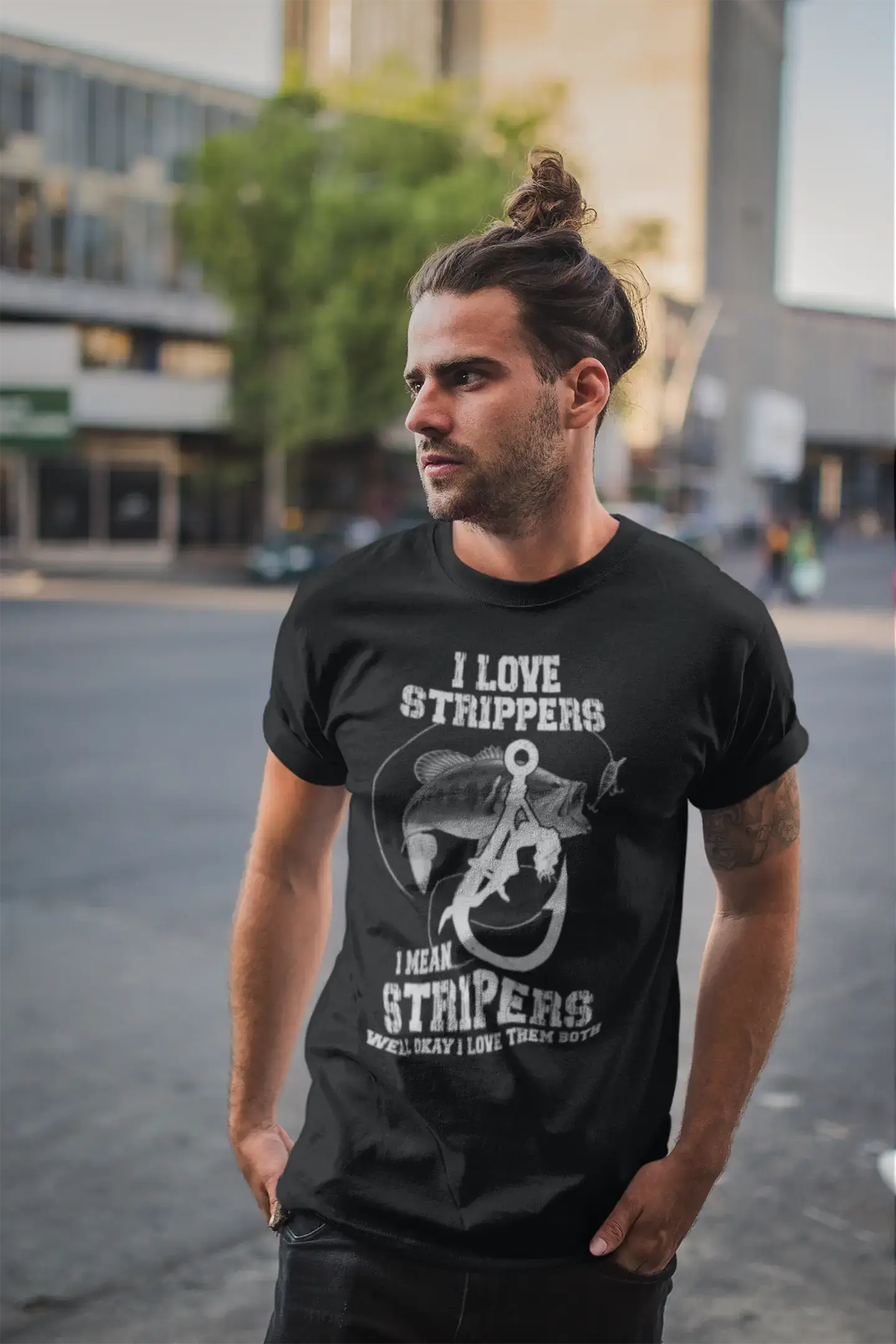 modern short sleeve t-shirts for casual outings -ULTRABASIC Men's T-Shirt I Love Strippers I Mean Stripers - Funny Quote Fisherman Tee Shirt