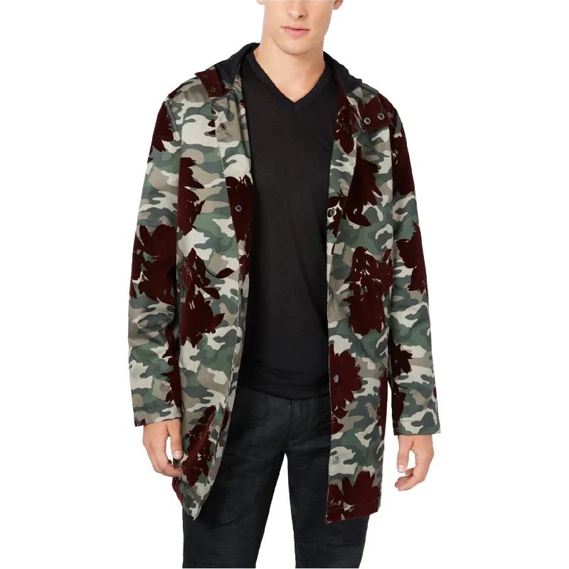 Men's ripped denim jackets-I-N-C Mens Flocked Parka Coat