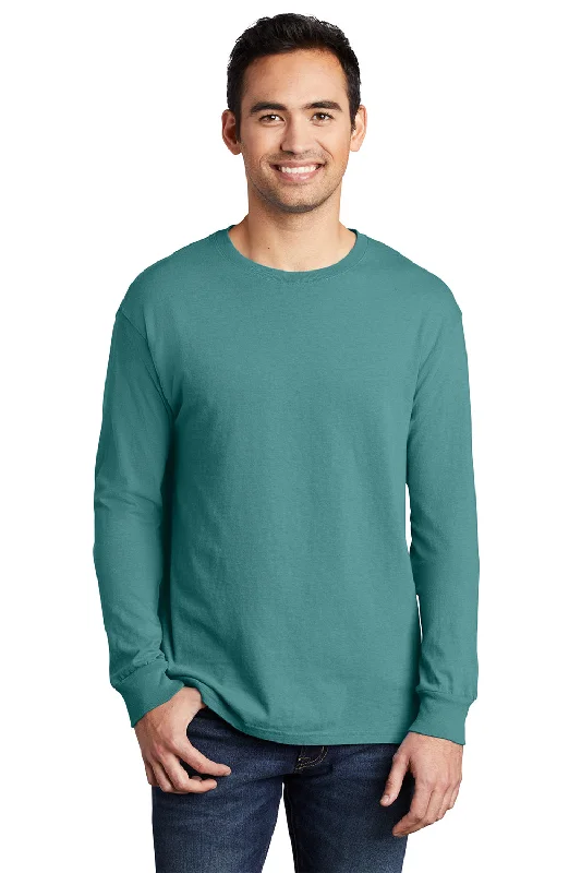 high-quality short sleeve shirts for men’s office wear -Port & Company Mens Beach Wash Long Sleeve Crewneck T-Shirt - Peacock Green