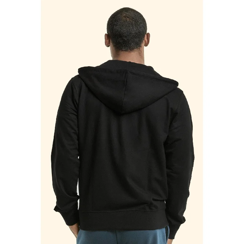 Men's patched denim jackets-TOP PRO Men's Hooded Full Zip Terry Sweater - Black