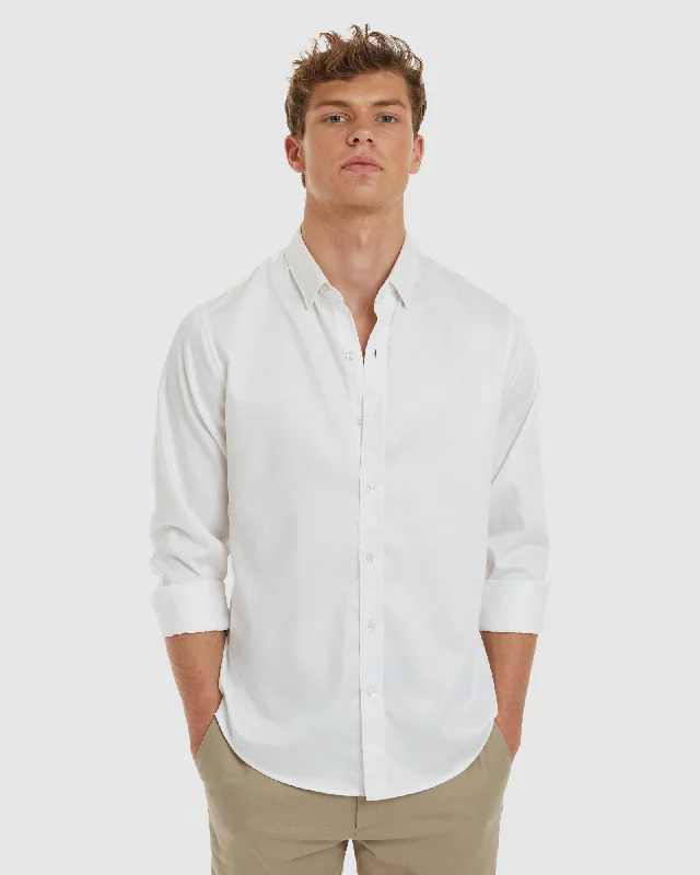 comfortable short sleeve shirts for office wear -London-Slim Formal White Non Iron Cotton Shirt