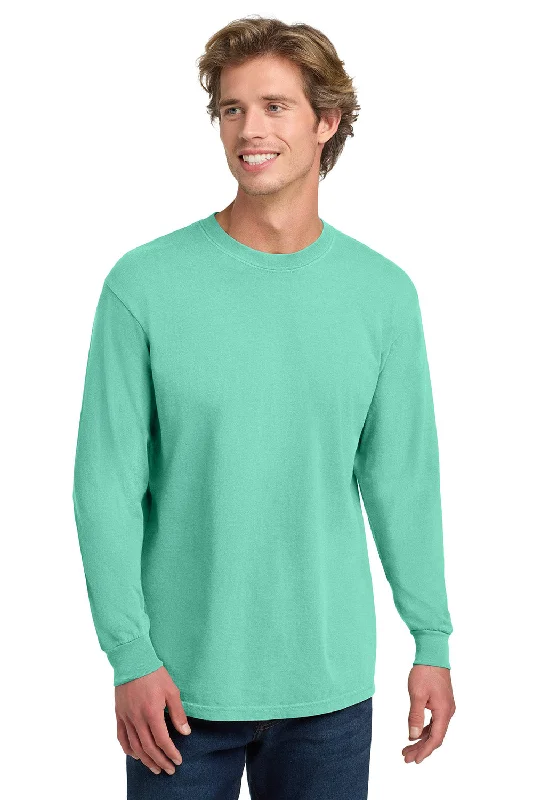 men’s graphic short sleeve shirts for everyday wear -Comfort Colors Mens Long Sleeve Crewneck T-Shirt - Chalky Mint Green