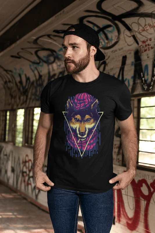 comfortable short sleeve t-shirts for weekend trips -ULTRABASIC Men's Novelty T-Shirt Scary Wolf - Animal Graphic Tee Shirt