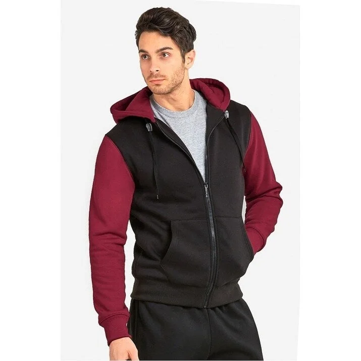 Men's thermal puffer jackets-Men's Hooded Full Zip Two Tone Sweater