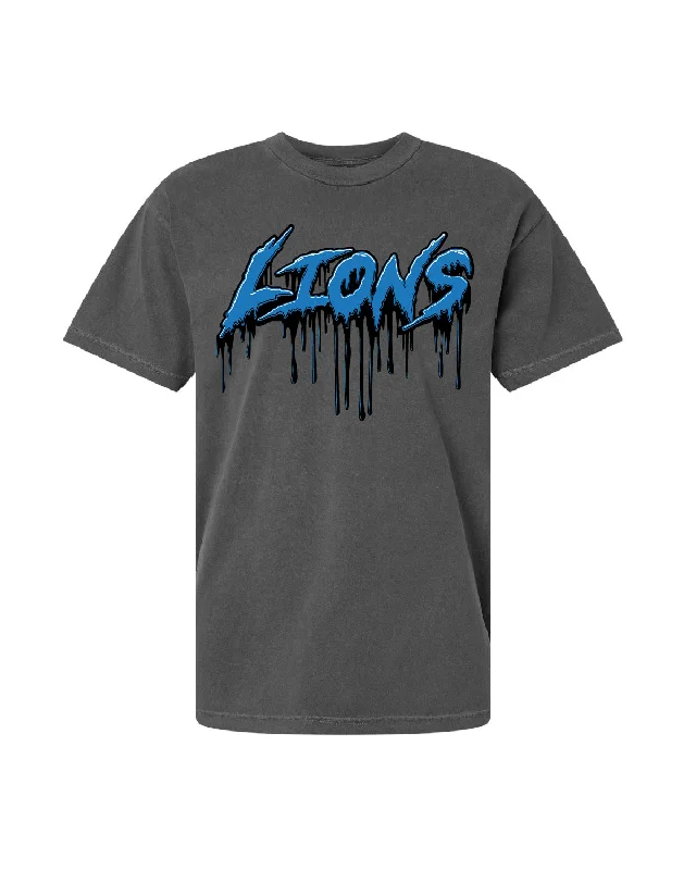 trendy short sleeve shirts for summer trips -Ink Detroit - Honolulu Blue Blood Graffiti T-Shirt - Pigment Dyed Black