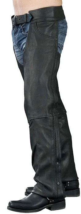 Men's pants for breezy nights-Event Leather EL1125 Men's Black Braided Leather Jean Style Chaps