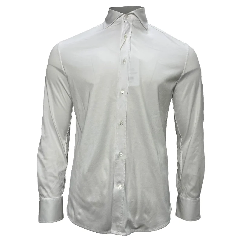 men’s classic short sleeve shirts for hot summer days -Brunello Cucinelli Button Shirt in White Cotton