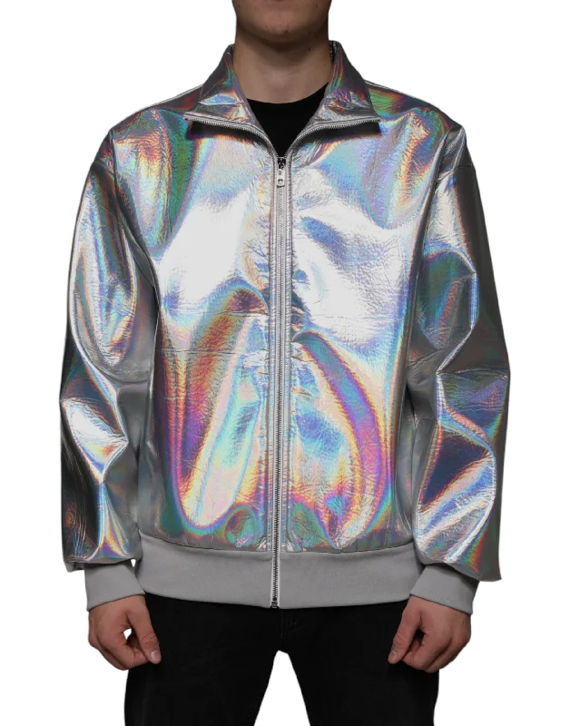 Men's logo bomber jackets-Dolce & Gabbana  Iridescent Full Zip Men Bomber Men's Jacket (Pre-Owned)