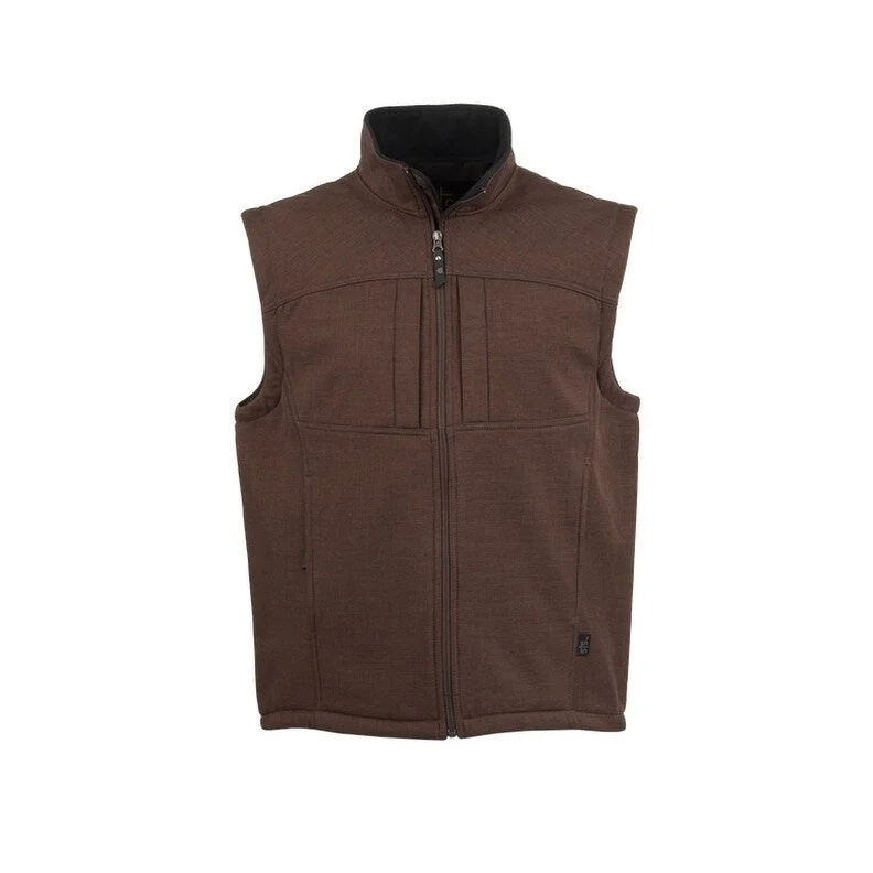 Men's thick puffer jackets-StS Ranchwear Western Vest Mens Fleece Zip Weston Chocolate STS3016