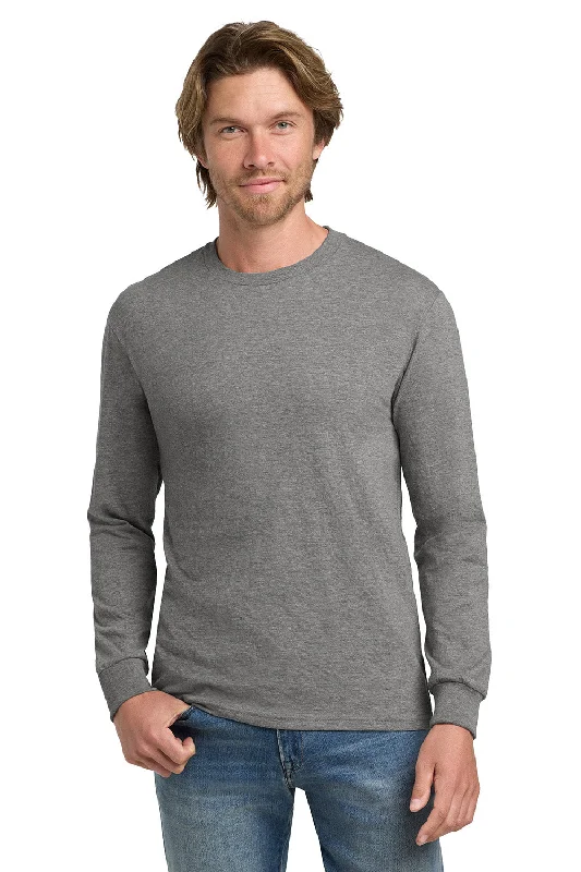 men’s long-lasting short sleeve t-shirts -Gildan Mens Hammer Long Sleeve Crewneck T-Shirt - Heather Graphite Grey