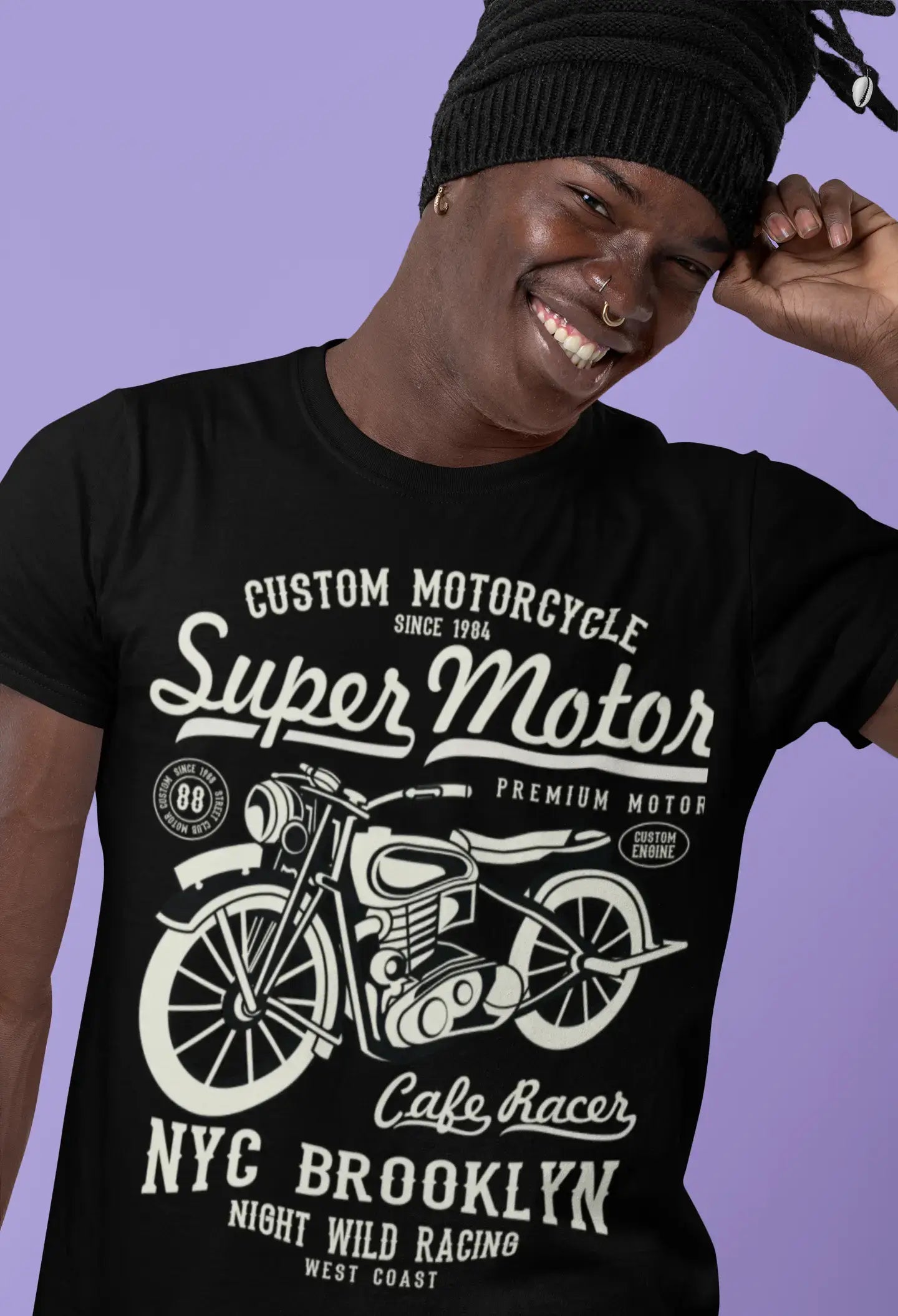 fashionable and relaxed short sleeve shirts -ULTRABASIC Men's Graphic T-Shirt Custom Motorcycle Since 1984 - Super Motor