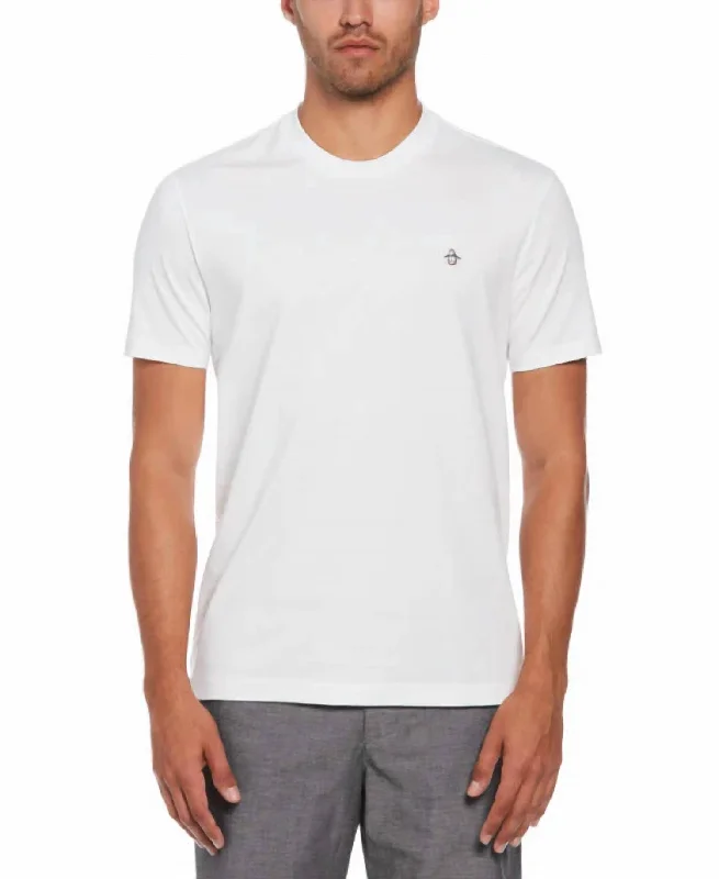 modern short sleeve shirts for fashion-forward men -Cotton Jersey Logo Pete Tee In Bright White