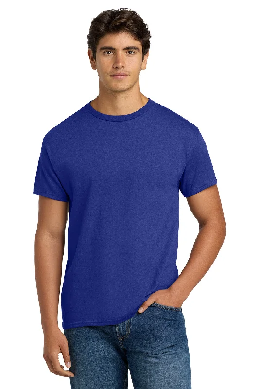 men’s graphic short sleeve shirts for everyday wear -Hanes Mens EcoSmart Short Sleeve Crewneck T-Shirt - Deep Royal Blue