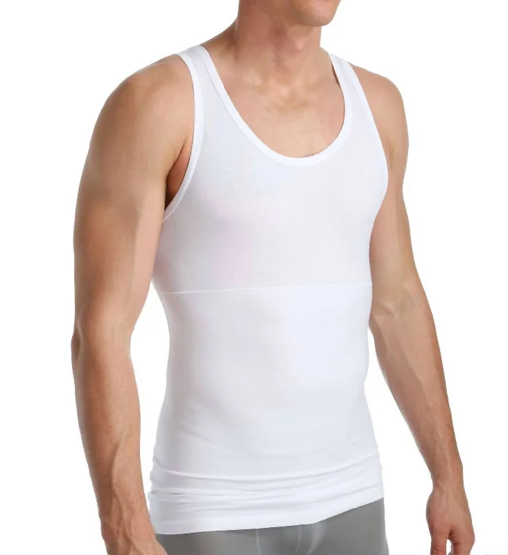 men’s relaxed short sleeve shirts for hot weather -Body Control Advanced Shaping Tank In White