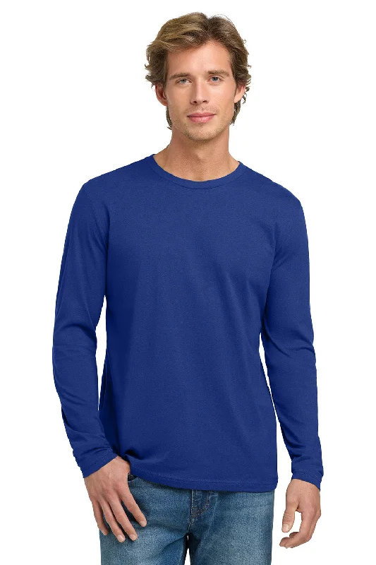 men’s basic short sleeve t-shirts -Next Level Mens Fine Jersey Long Sleeve Crewneck T-Shirt - Royal Blue