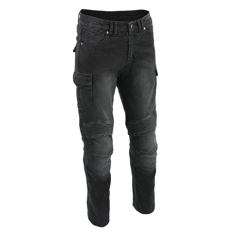 Men's pants for quiet outings-Milwaukee Leather MDM5011 Men's Black Knee Flex Armored Straight Cut Motorcycle Denim Jeans Reinforced with Aramid Fibers