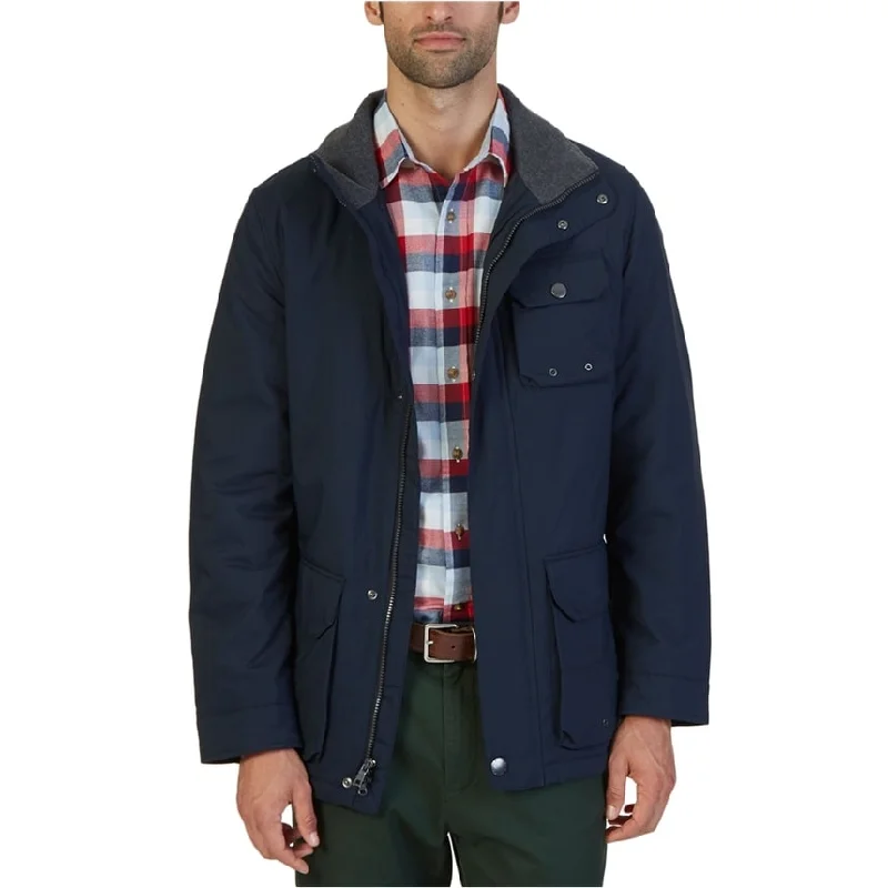 Men's tailored trench jackets-Nautica Mens Multi-Pocket Parka Coat