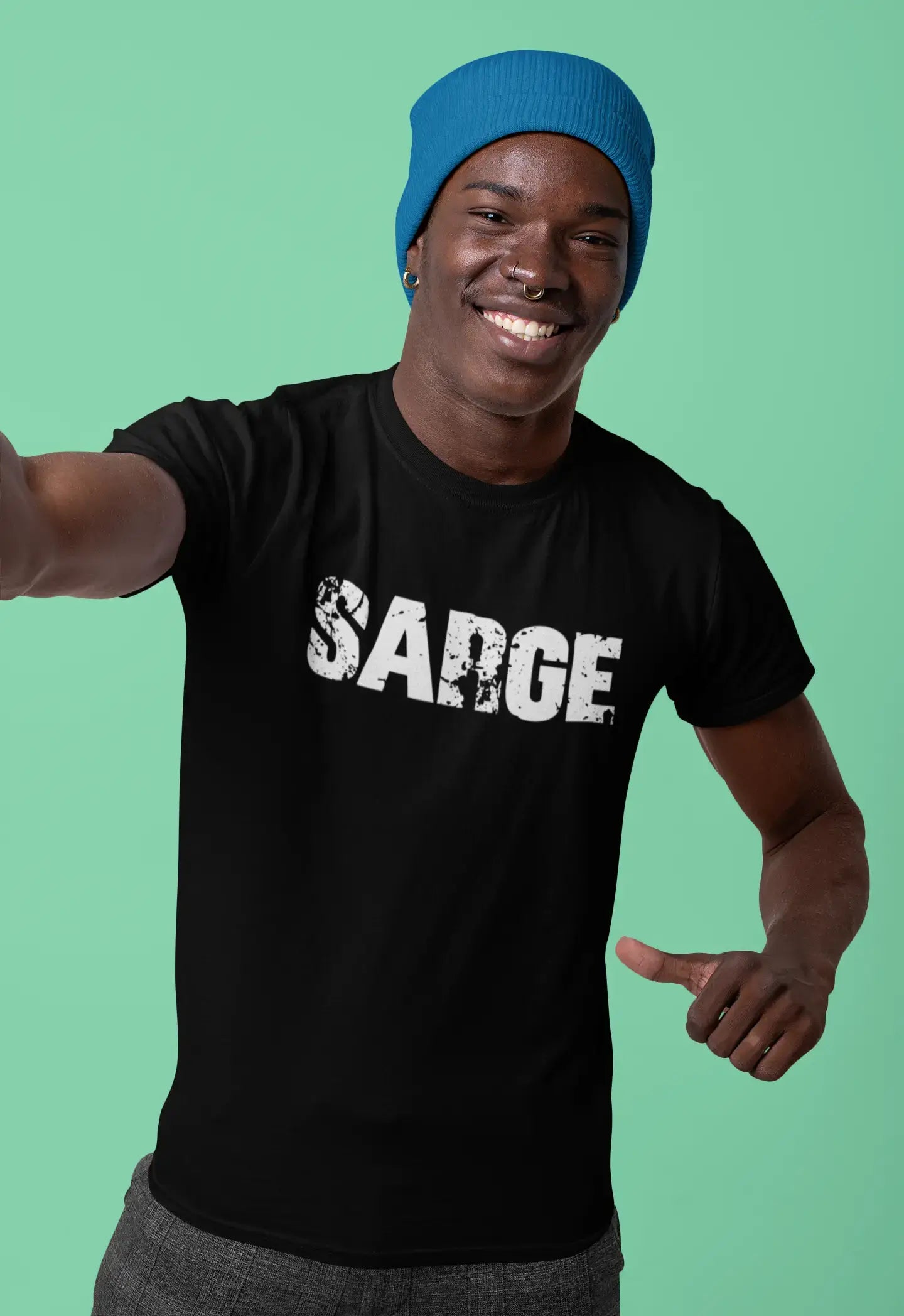 trendy short sleeve shirts with cool prints -sarge Men's Short Sleeve Round Neck T-shirt , 5 letters Black , word 00006