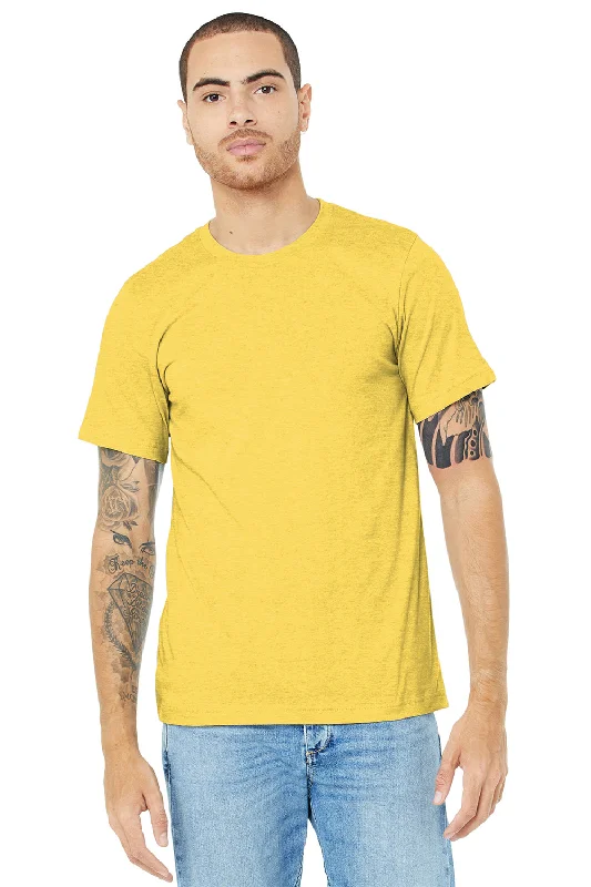 lightweight and breathable short sleeve t-shirts -Bella + Canvas Mens Heather CVC Short Sleeve Crewneck T-Shirt - Heather Yellow Gold