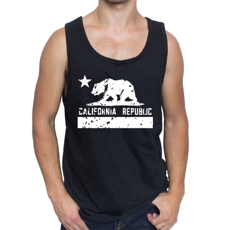 best-selling short sleeve shirts for men -California Republic White Silhouette Men's Tank Top