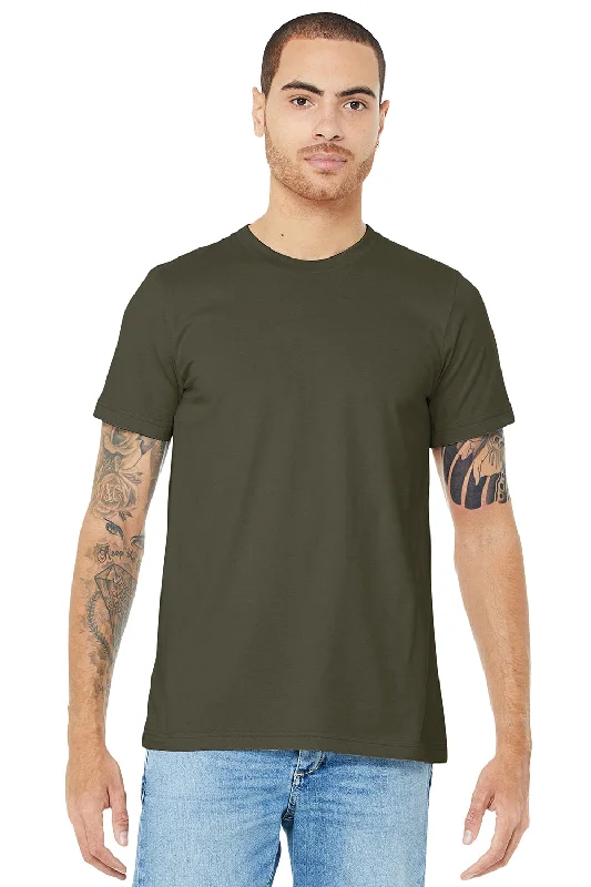 slim fit short sleeve shirts for men -Bella + Canvas Mens Jersey Short Sleeve Crewneck T-Shirt - Dark Olive Green