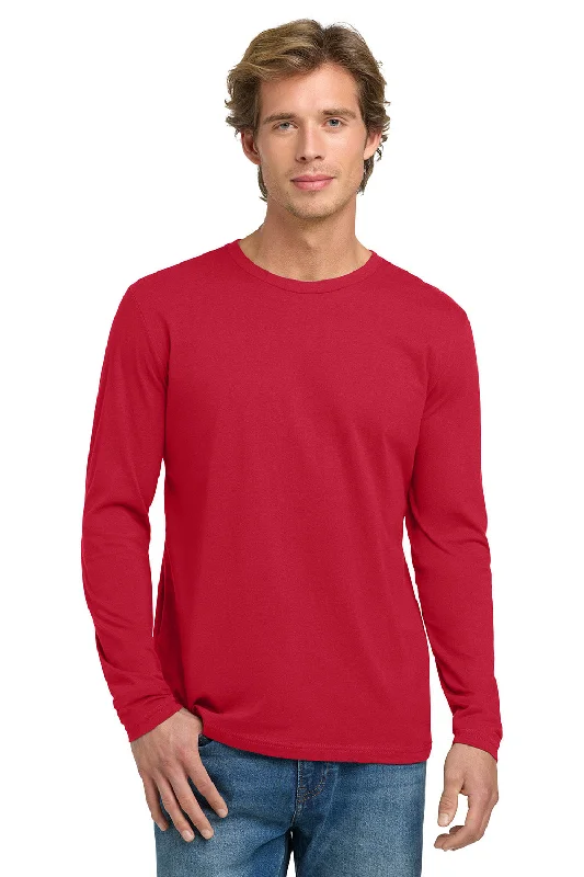 stylish short sleeve shirts for beach trips -Next Level Mens Fine Jersey Long Sleeve Crewneck T-Shirt - Red