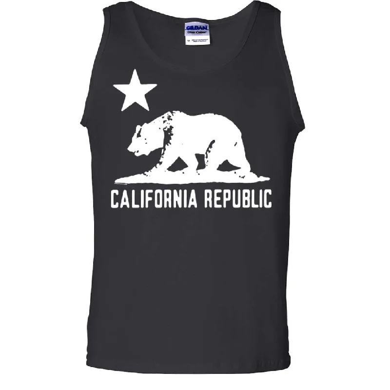 modern men’s short sleeve shirts with graphics -California Flag Oversize White Silhouette Asst Colors Tank Top