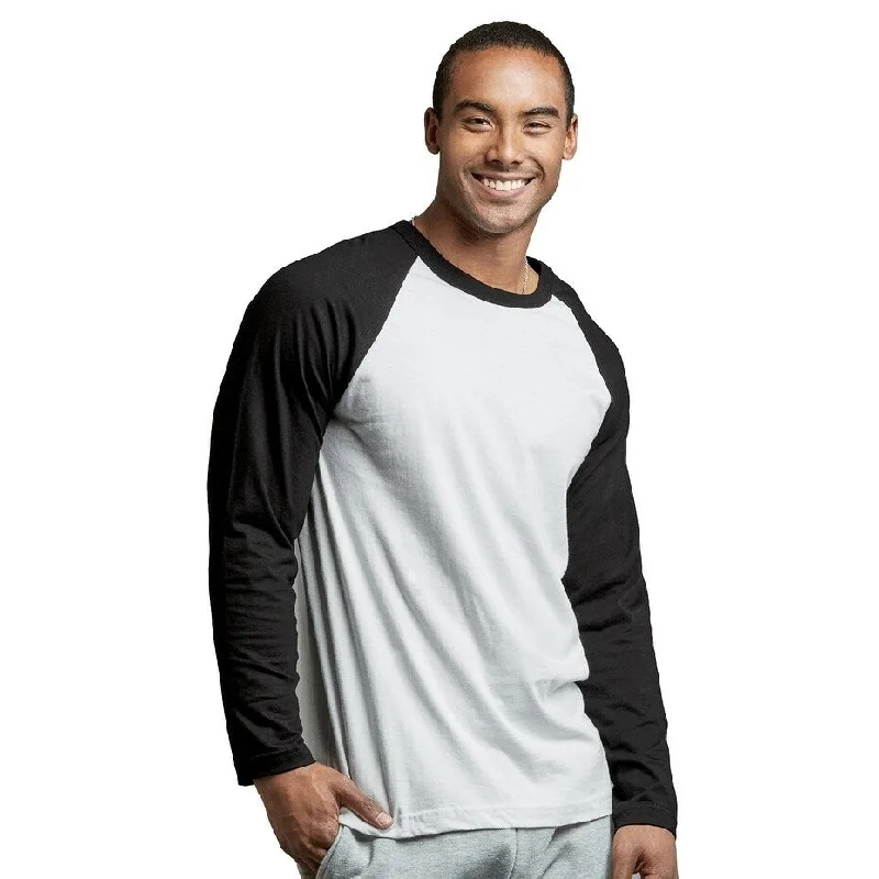 Men's voluminous puffer jackets-TOP PRO Men's Long Sleeve Baseball Tee - Black White