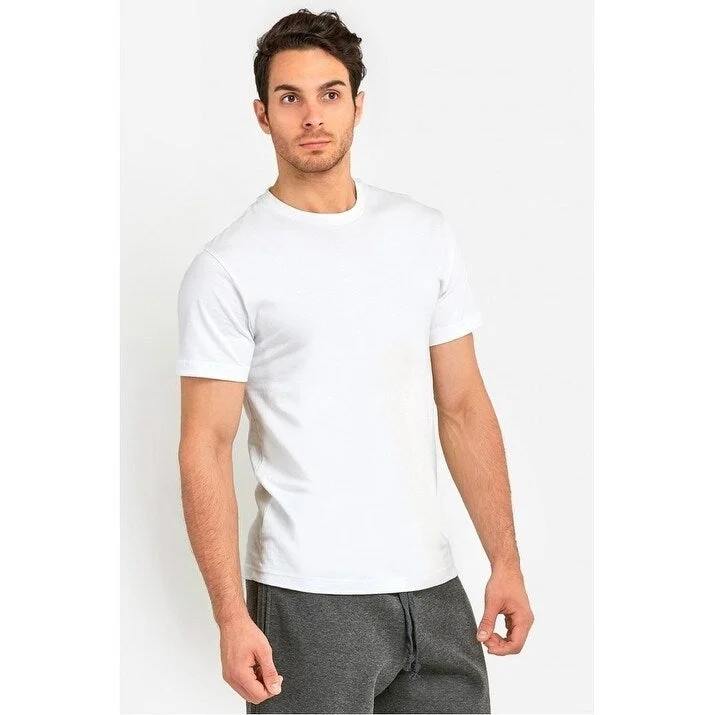 Men's slim puffer jackets-Men's Crew Neck Solid Cotton Heavyweight T Shirt