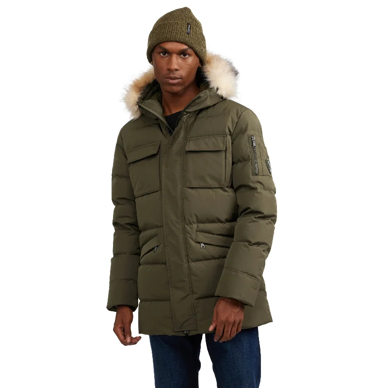 Men's thick fleece jackets-Pajar Men's Hamilton Channel Quilted Fixed Hood Parka