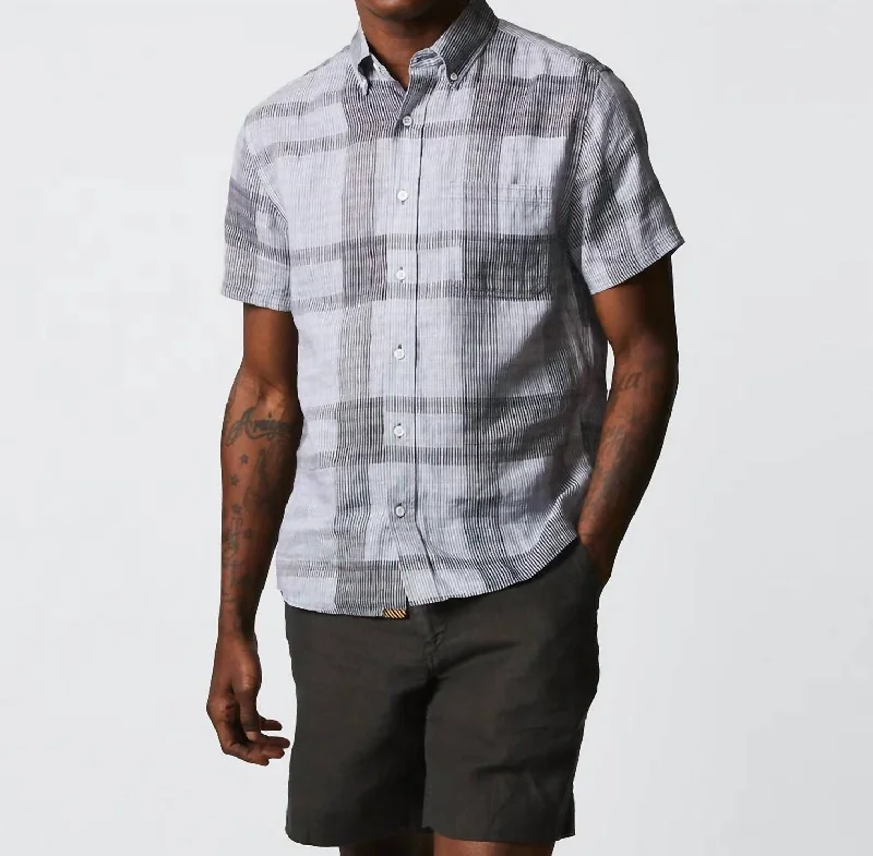 men’s printed short sleeve shirts for travel -Men's Tuscumbia Shirt Button Down In Grey, White