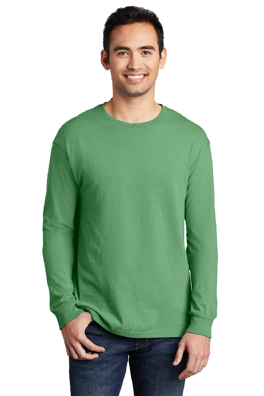 men’s classic short sleeve t-shirts for casual wear -Port & Company Mens Beach Wash Long Sleeve Crewneck T-Shirt - Safari Green