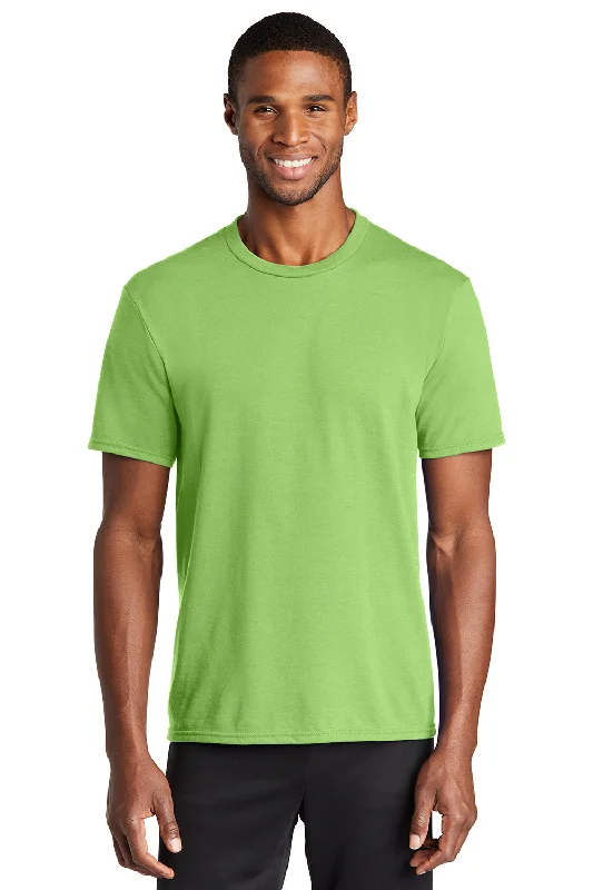 fashionable short sleeve polo shirts for men -Port & Company Mens Dry Zone Performance Moisture Wicking Short Sleeve Crewneck T-Shirt - Lime Green