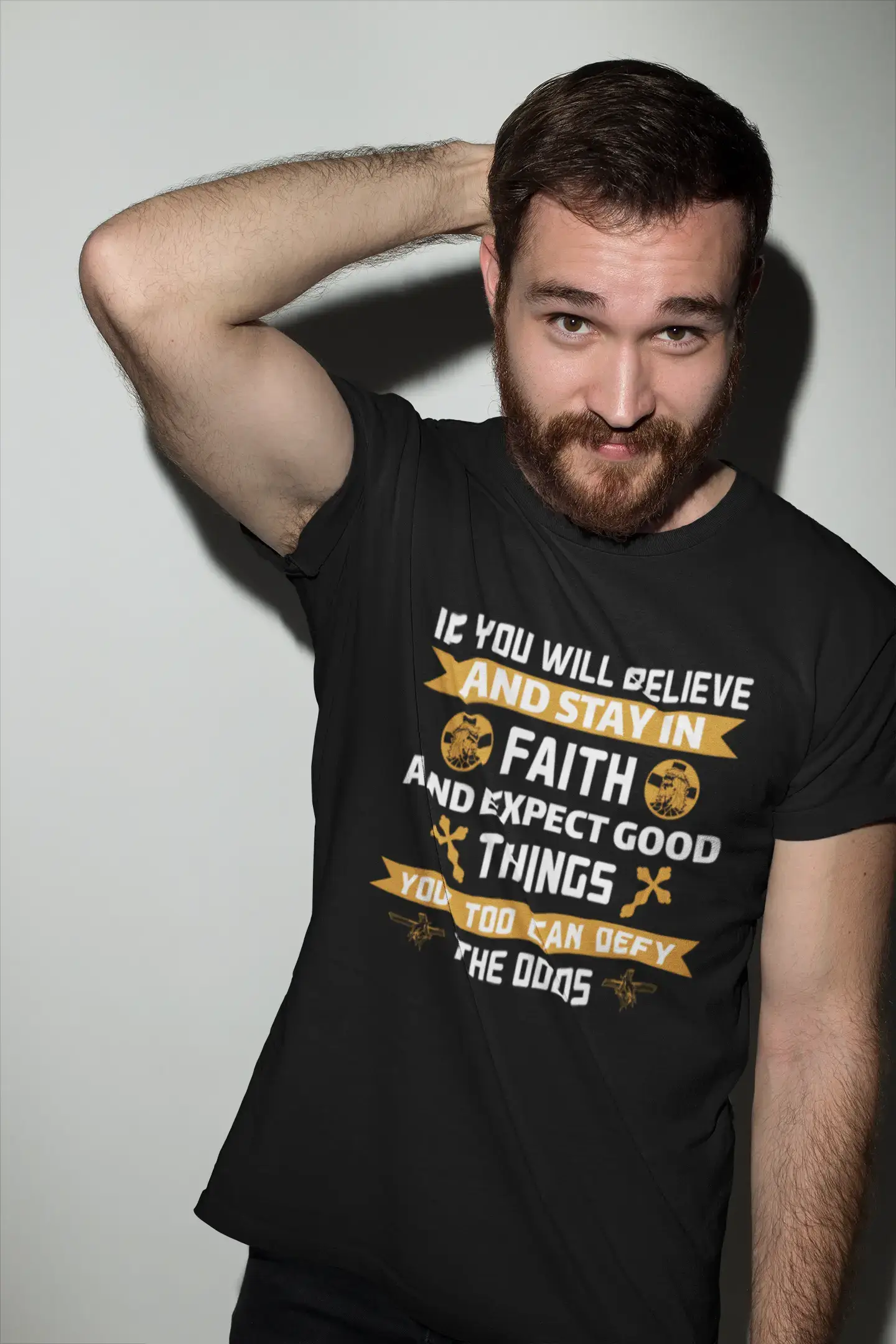 men’s casual short sleeve shirts for hot days -ULTRABASIC Men's T-Shirt Believe and Stay in Faith - Christian Religious Shirt