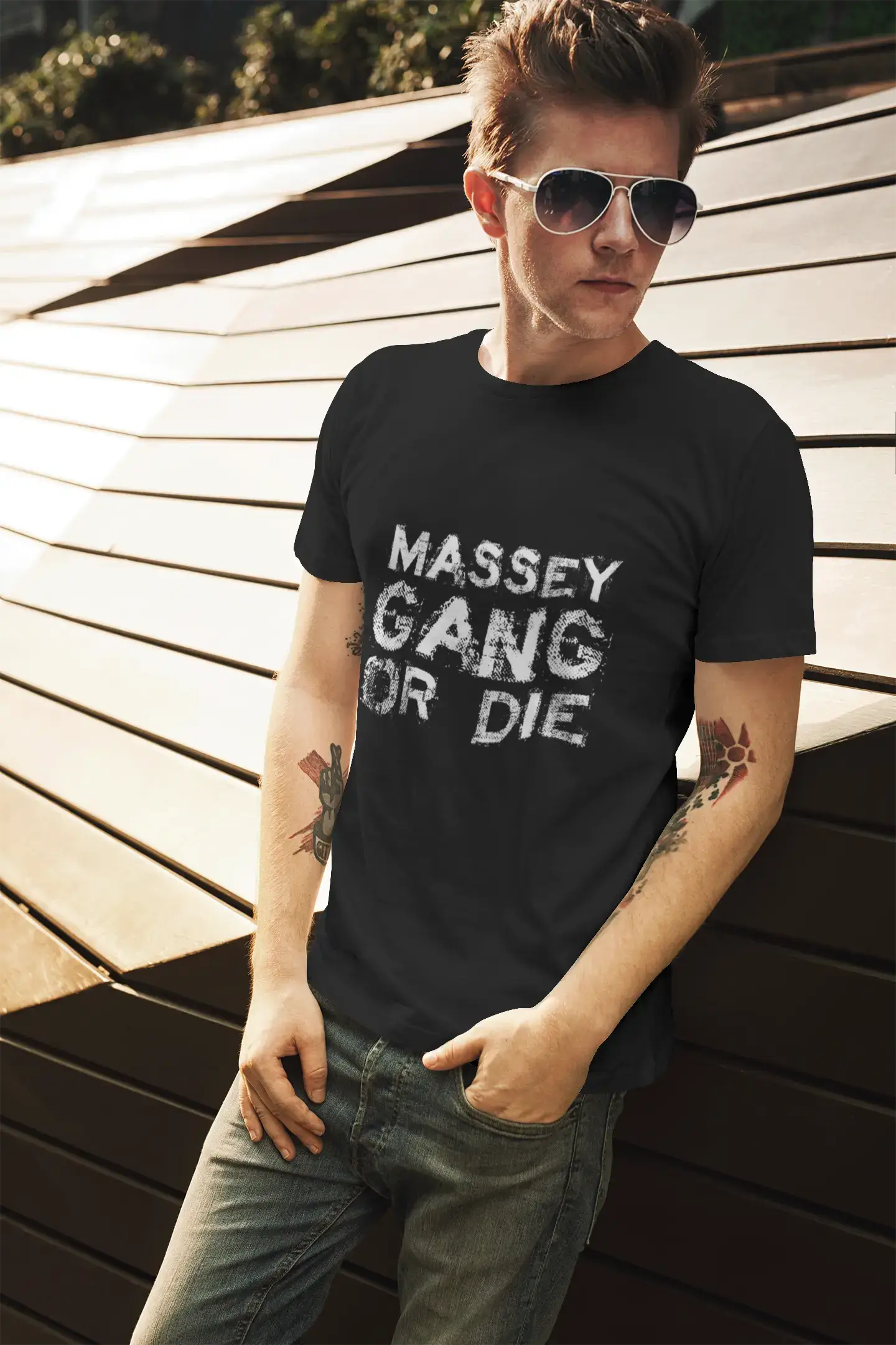 men’s lightweight short sleeve t-shirts -MASSEY Family Gang Tshirt, Men's Tshirt, Black Tshirt, Gift T-shirt 00033