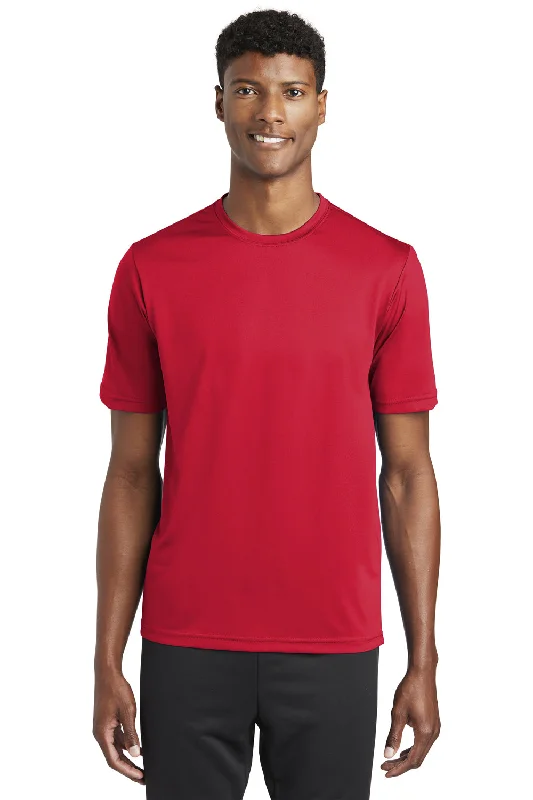 men’s slim-fit short sleeve t-shirts for warm weather -Sport-Tek Mens Tough Moisture Wicking Short Sleeve Crewneck T-Shirt - Deep Red