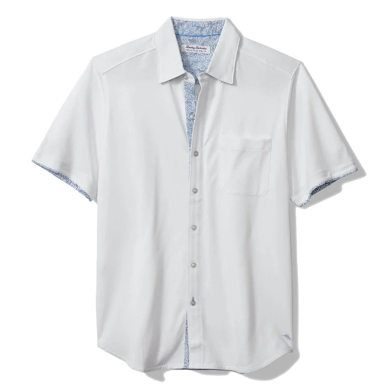 versatile summer short sleeve polo shirts for men -Tommy Bahama IslandZone San Lucio Soiree Happy Hour Camp Shirt - White