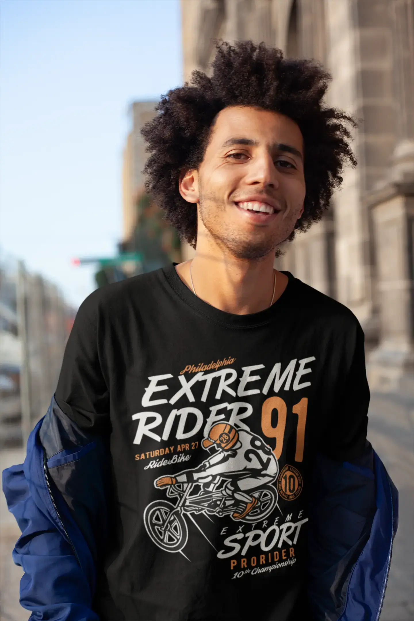 men’s short sleeve shirts with elegant designs -ULTRABASIC Men's T-Shirt Philadelphia Extreme Rider Since 1991 Tee Shirt