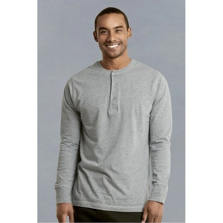 Men's lightweight rain jackets-Men's Crew Neck Solid Cotton Henley Shirt