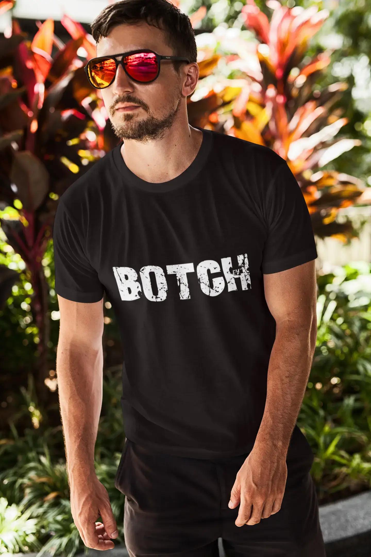 men’s casual short sleeve shirts for hot days -botch Men's Short Sleeve Round Neck T-shirt , 5 letters Black , word 00006